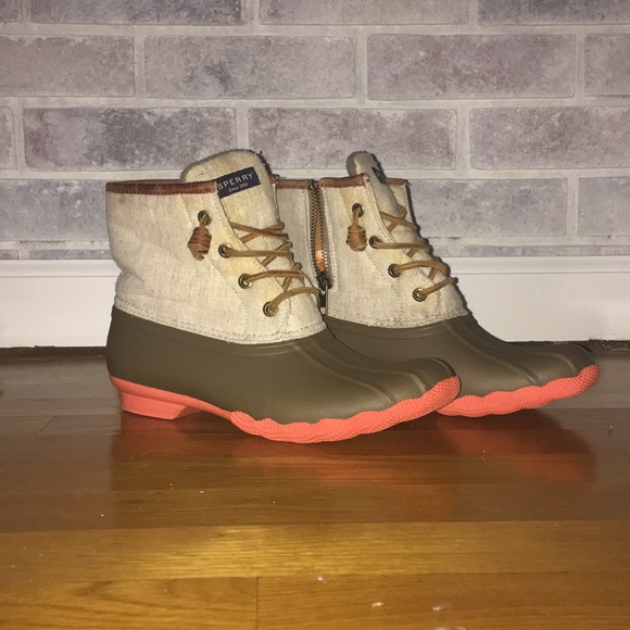 sperry duck boots coral bottom